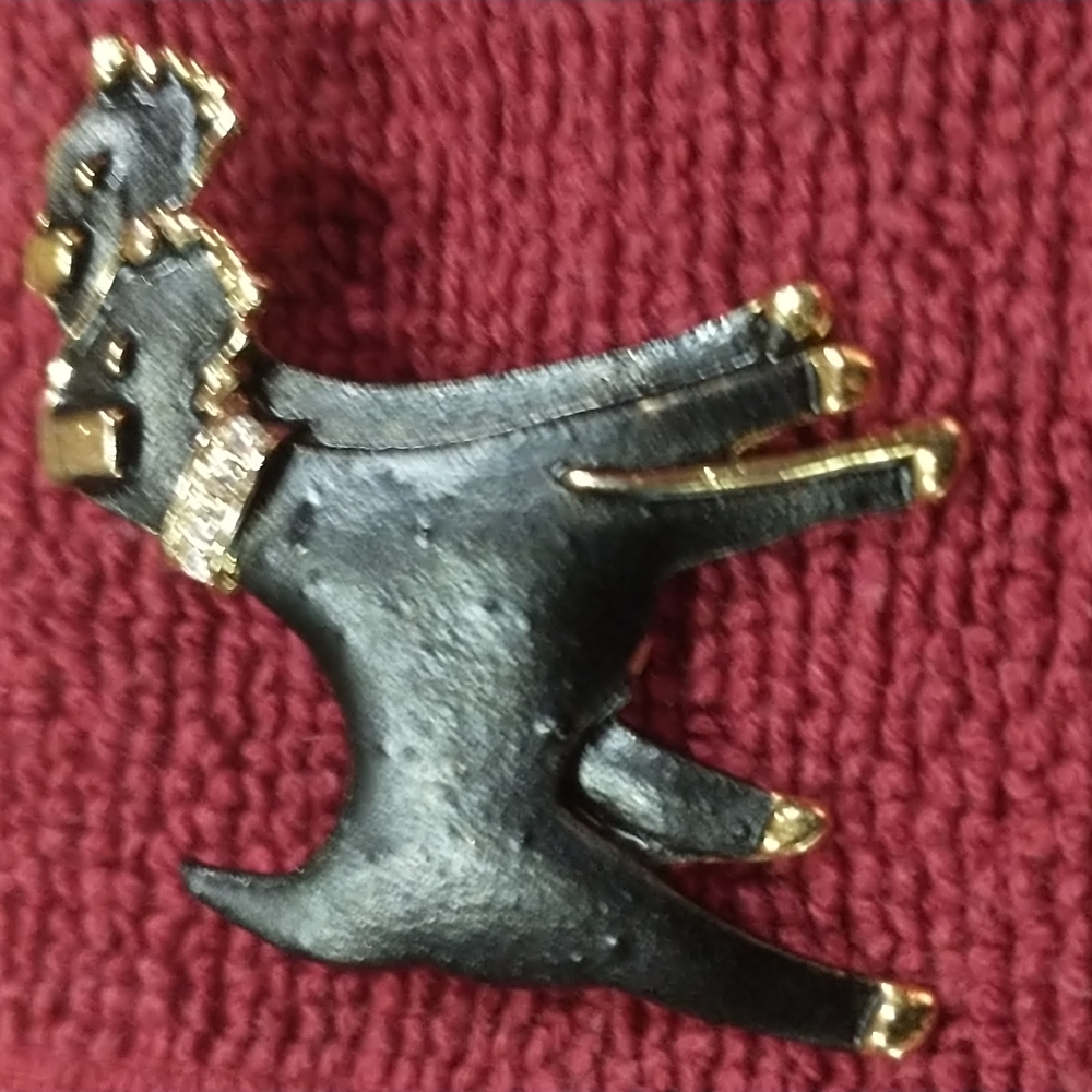 Eternal Collection Fox Terrier Black enamel brooch w Australian crystal collar